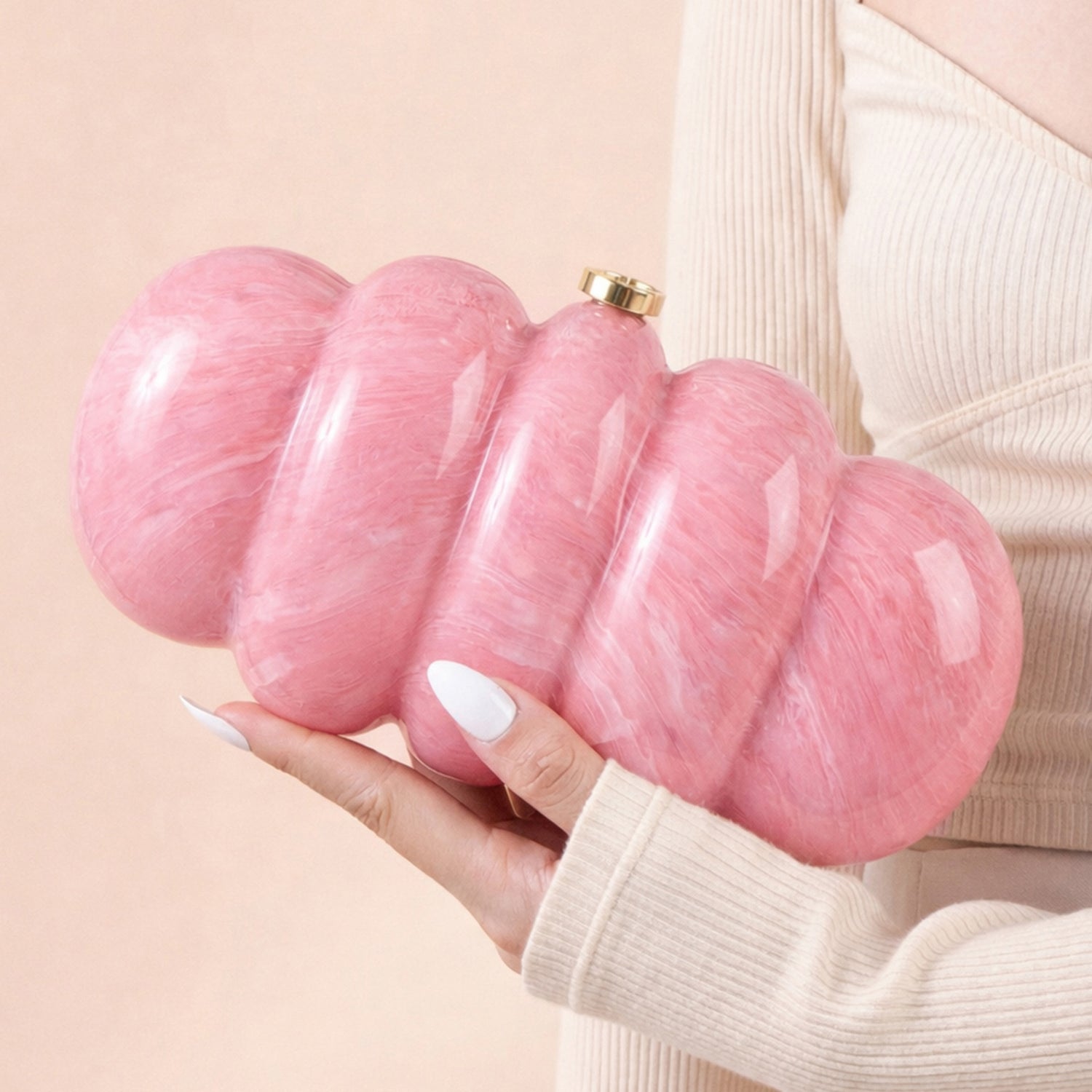 Artklim Elegant Pink Puff Acrylic Clutch