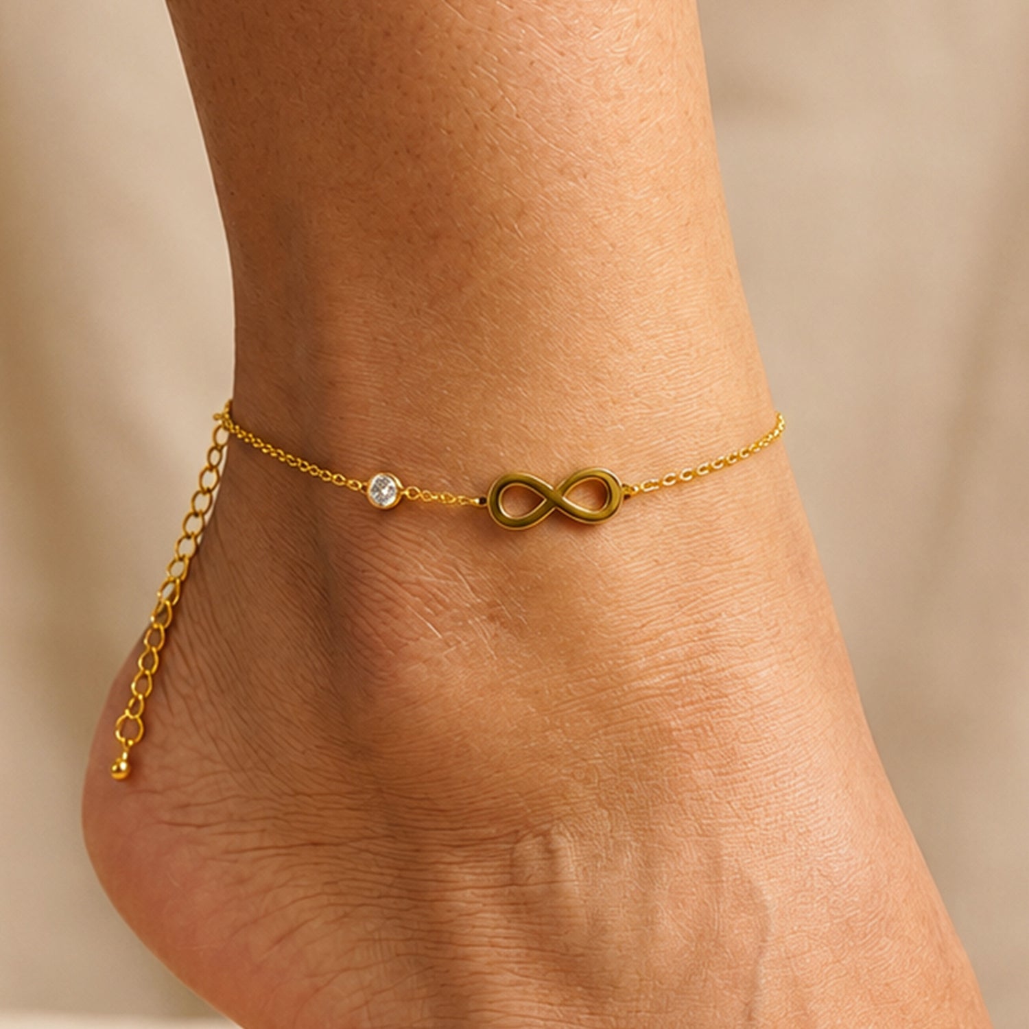 Artklim Minimal Infinity Crystal Gold Chain Anti-Tarnish Anklet