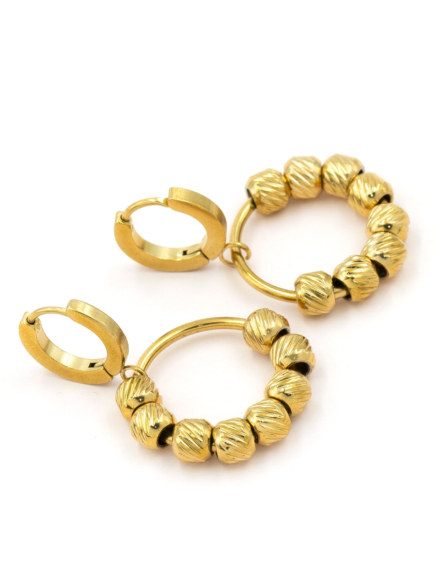 Artklim Textured Bead Hoop Anti-Tarnish Earrings