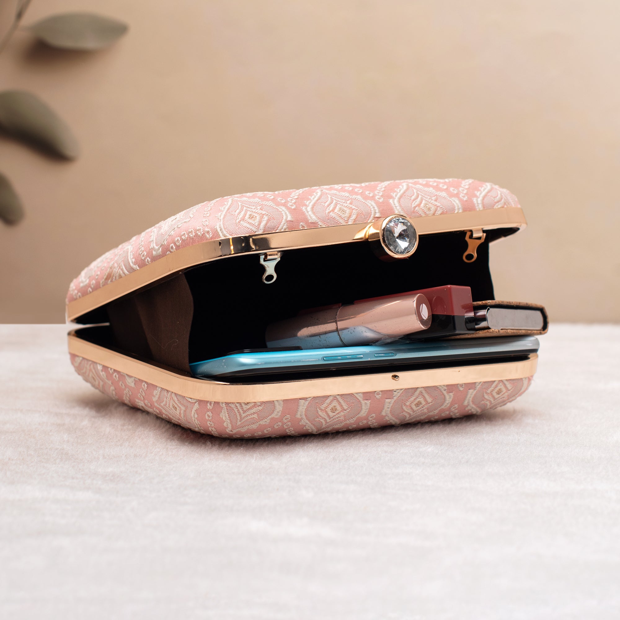 Artklim Pink Bloom Embroidery Clutch