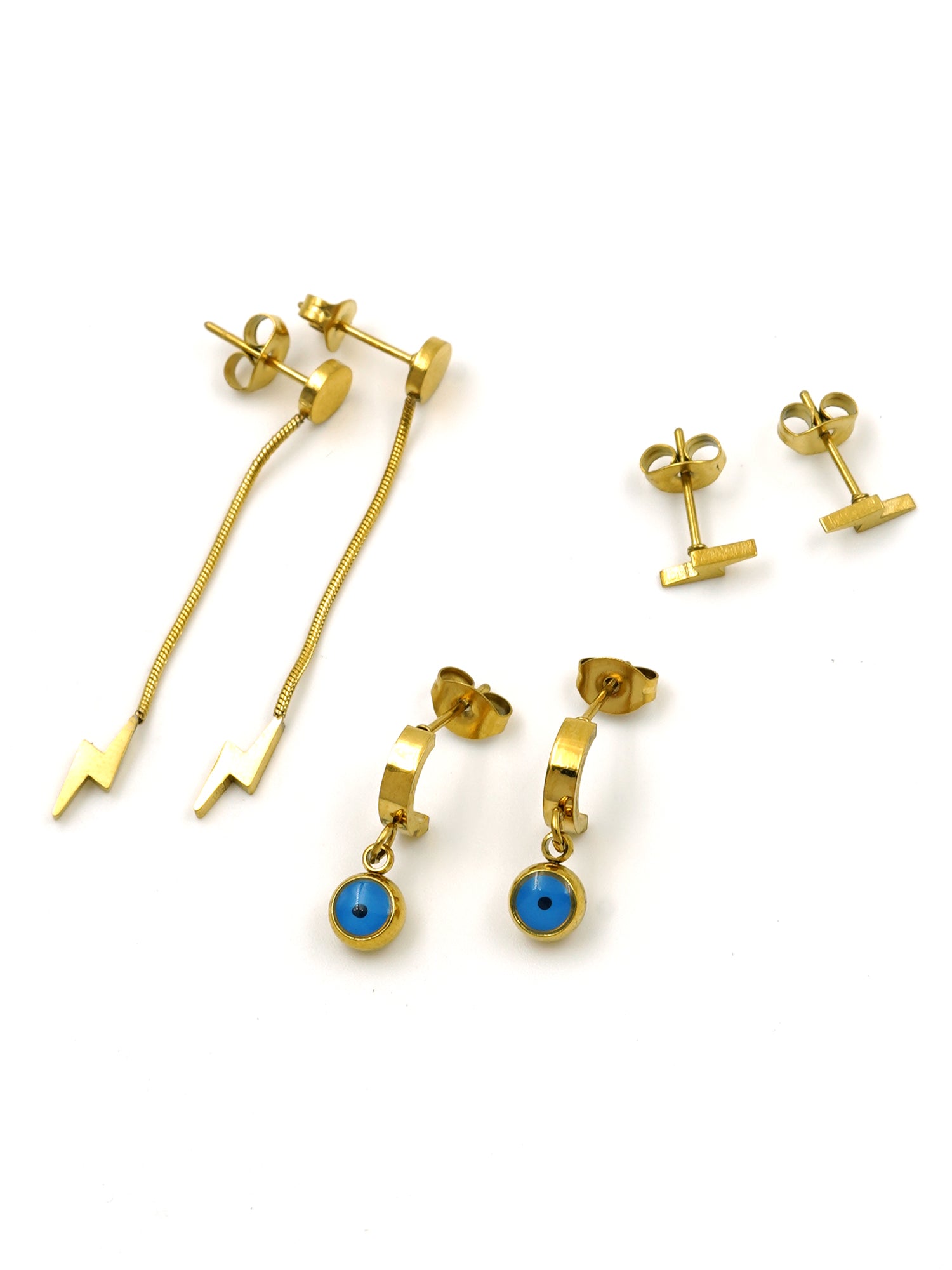 Artklim Gold-Plated Anti-Tarnish Earrings Set of 3