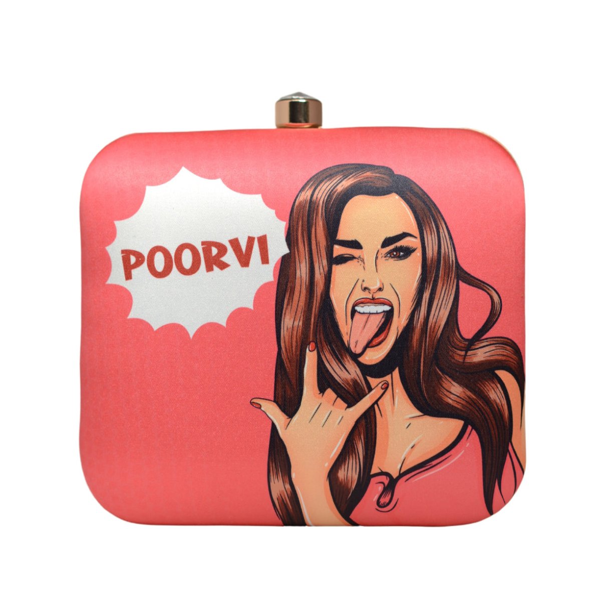 Red Based Customised Name Clutch