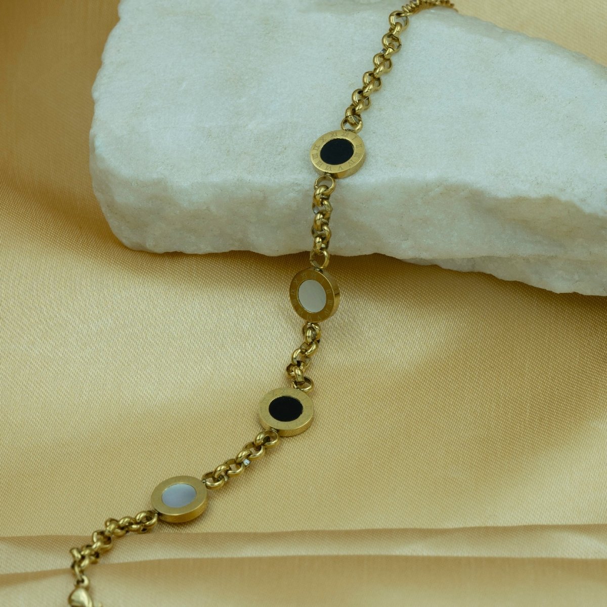 Artklim Gold Plated Roman Numerals Charms Bracelet