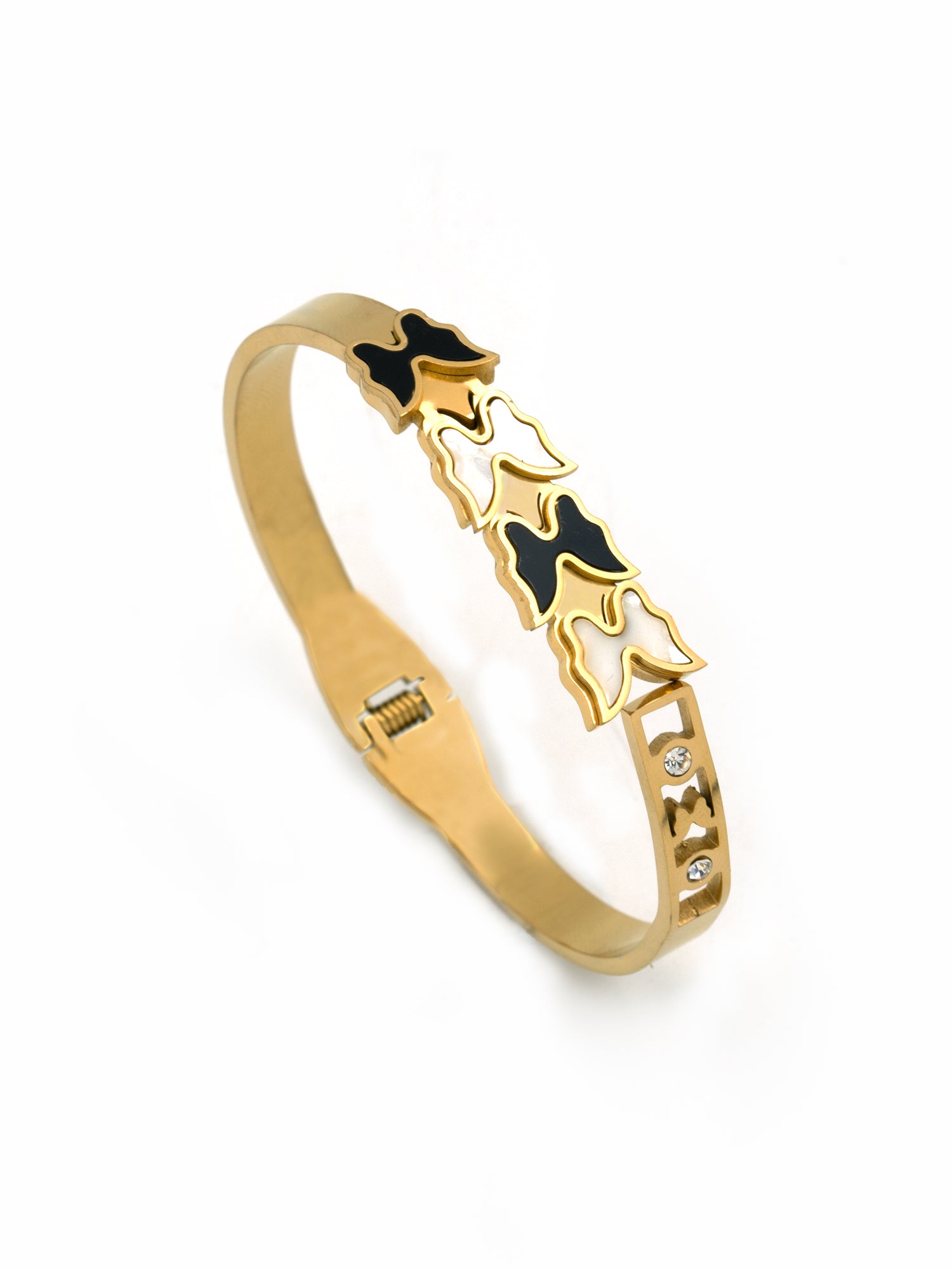 Artklim Enamel Clover Charm Gold-Plated Bracelet