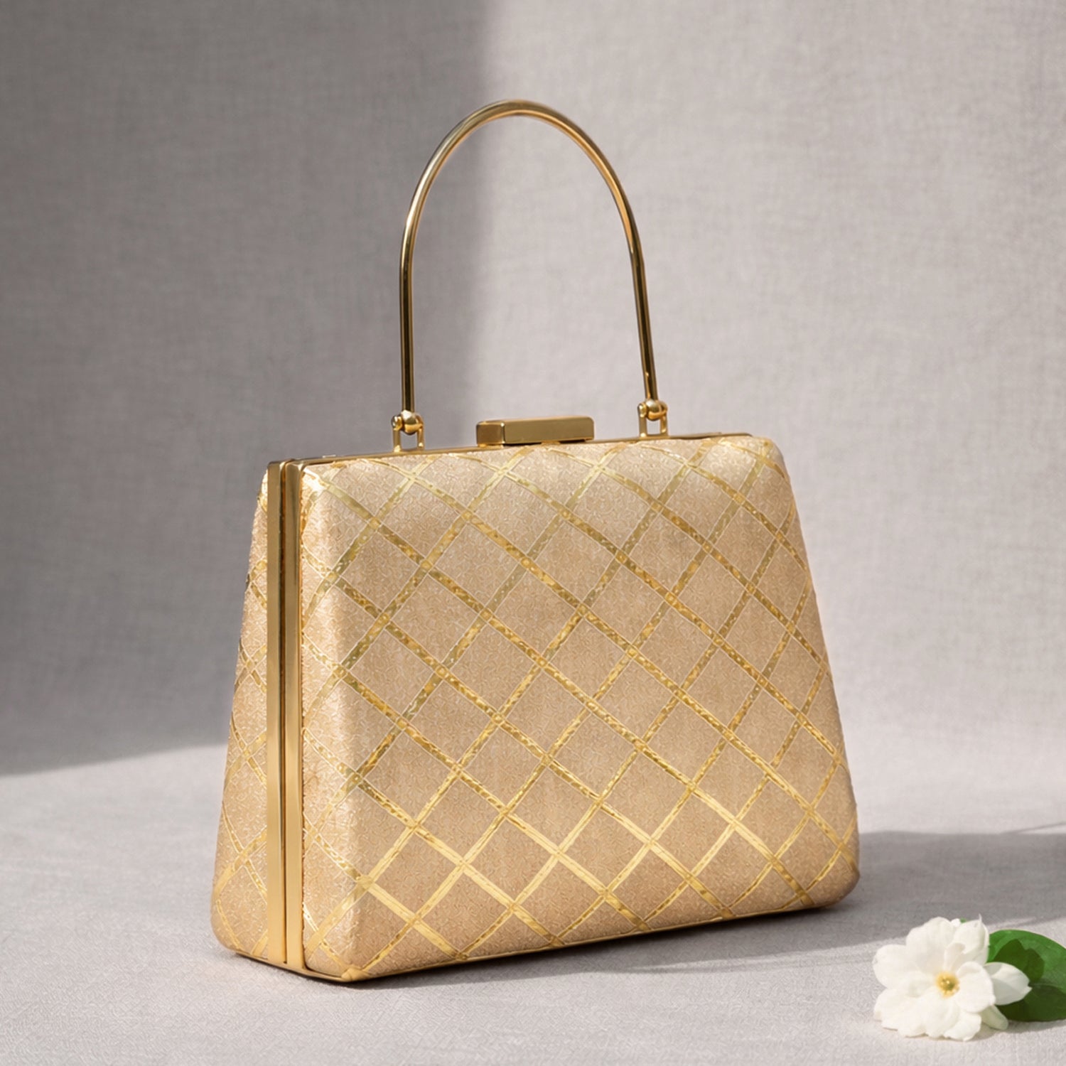 Beige Gota Patti Fabric Clutch