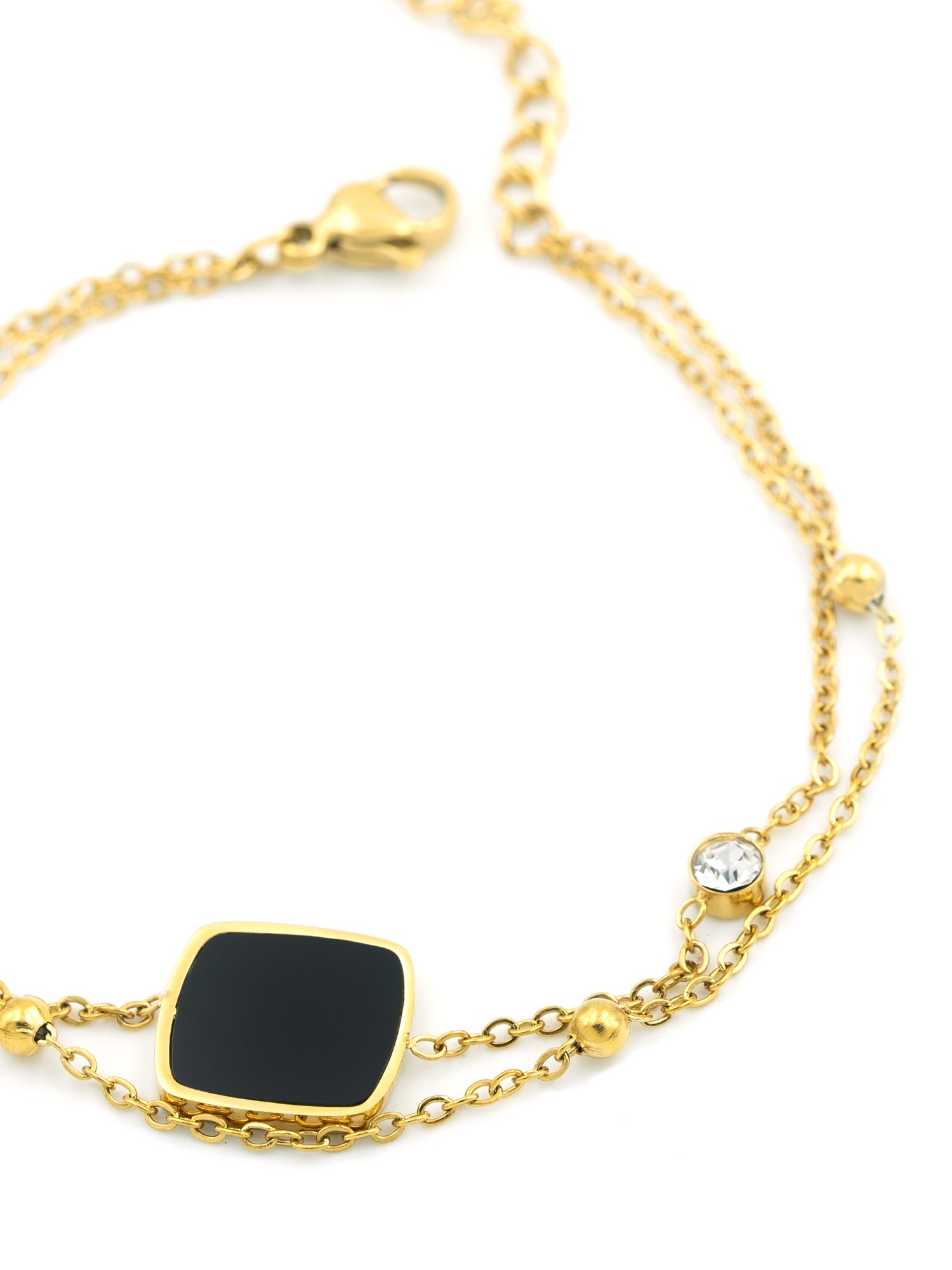 Artklim Gold Plated Anti Tarnish Black Stone Luxe Bracelet