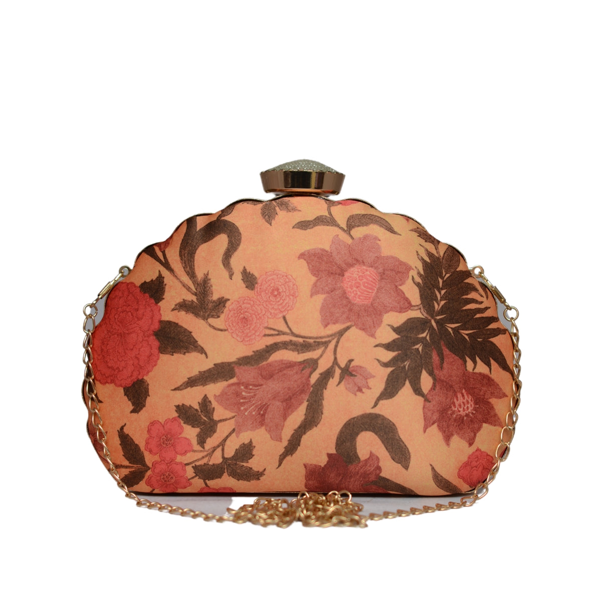 Artklim Yellow Floral Printed D-shape Clutch