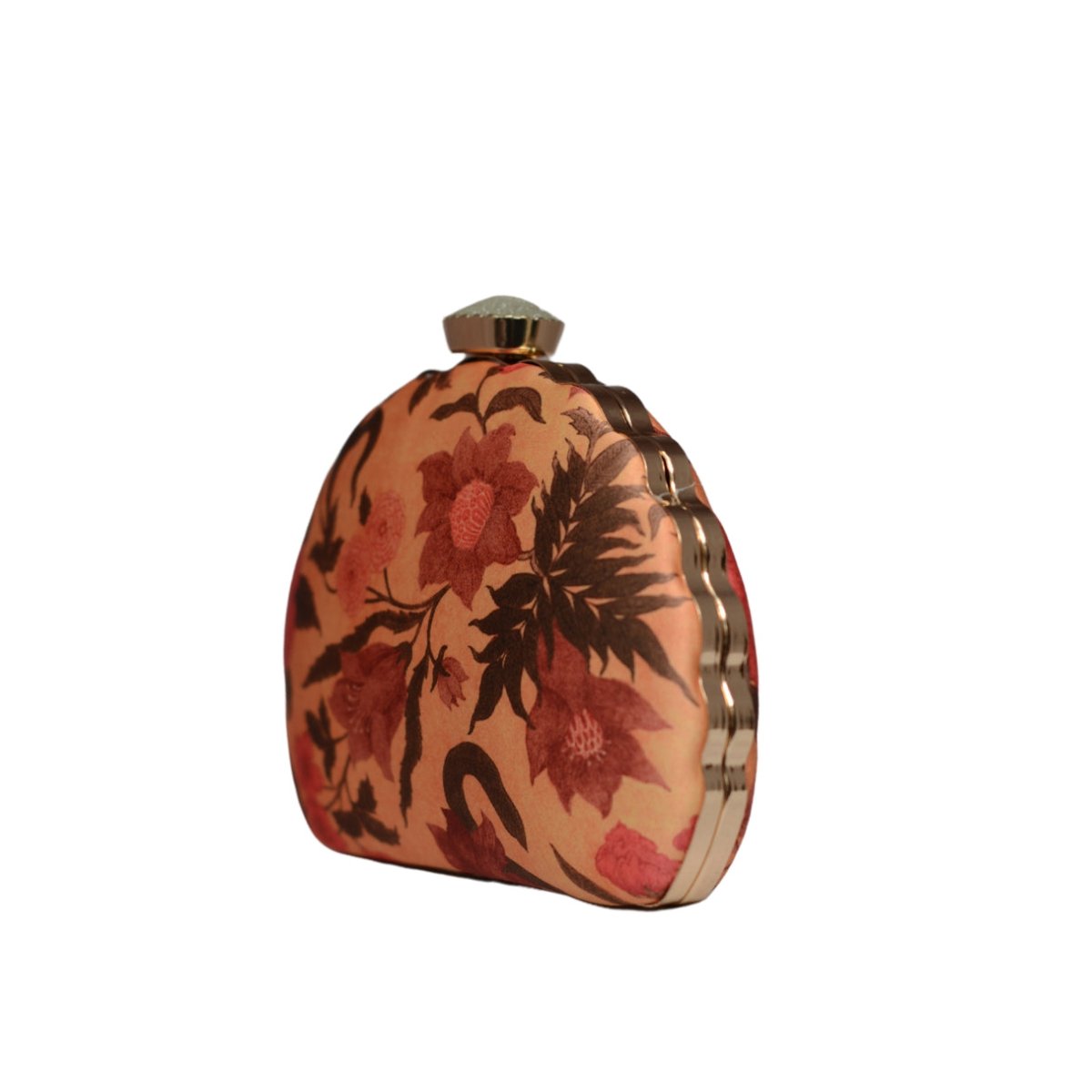 Artklim Yellow Floral Printed D-shape Clutch
