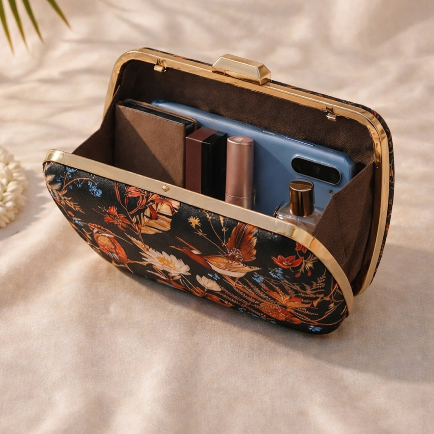 Black Birds Island Printed Clutch