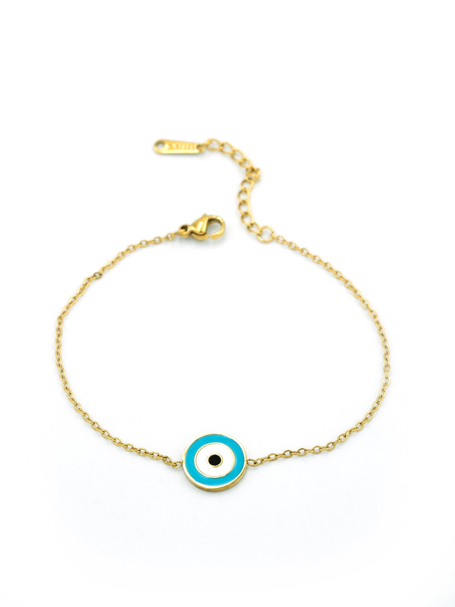 Artklim Gold Plated Anti Tarnish Turquoise Round Evil Eye Bracelet
