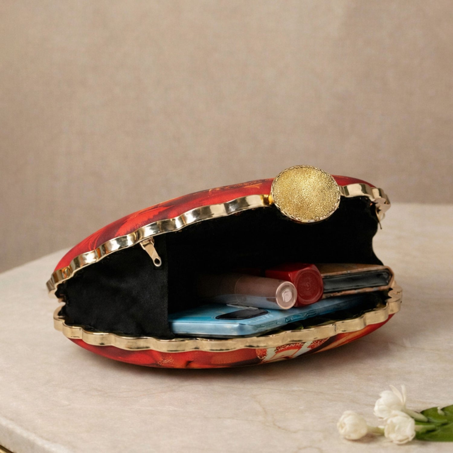 Artklim Goddess Durga Printed D-Shape Clutch