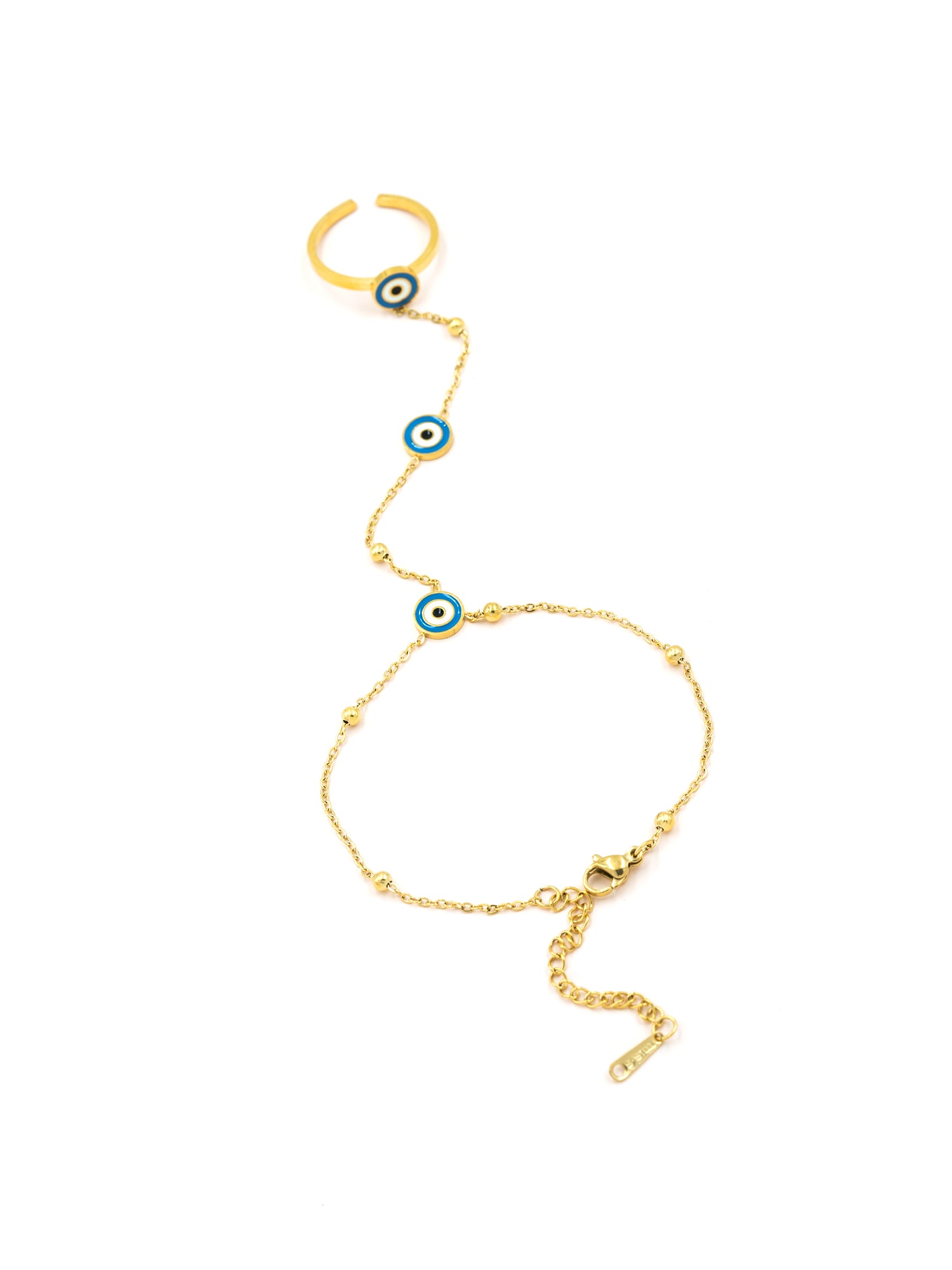 Artklim Evil Eye Chain Anti-Tarnish Ring Bracelet
