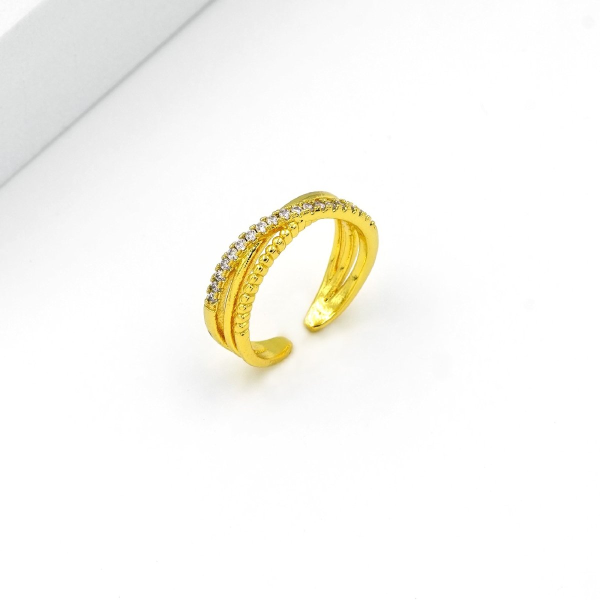 Artklim Gold Plated Studded Cross Design Ring