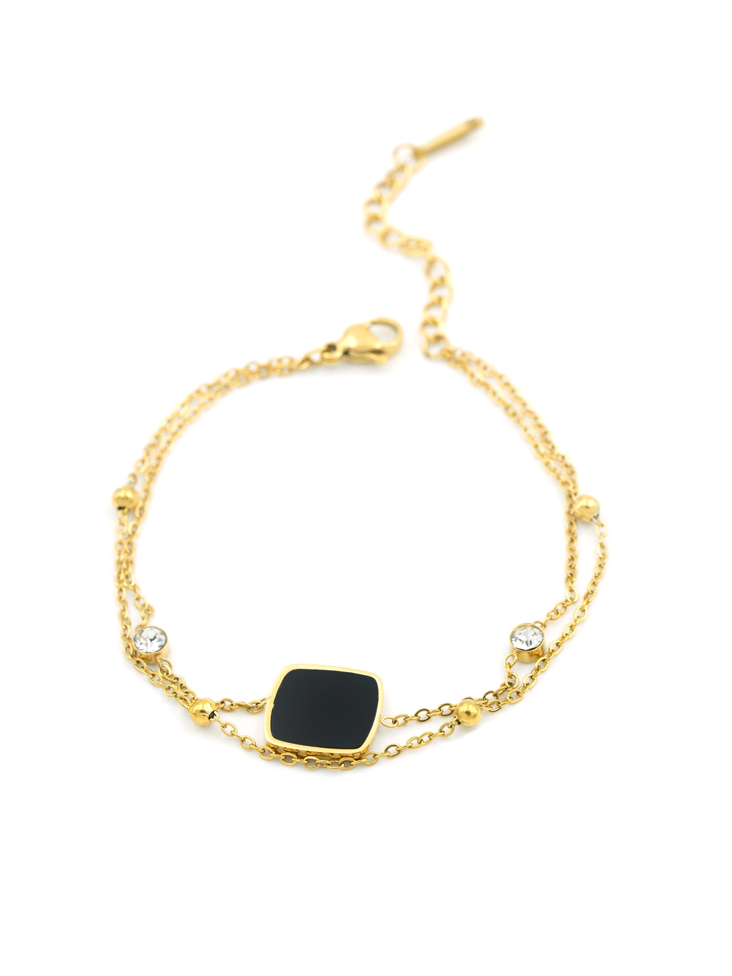 Artklim Gold Plated Anti Tarnish Black Stone Luxe Bracelet