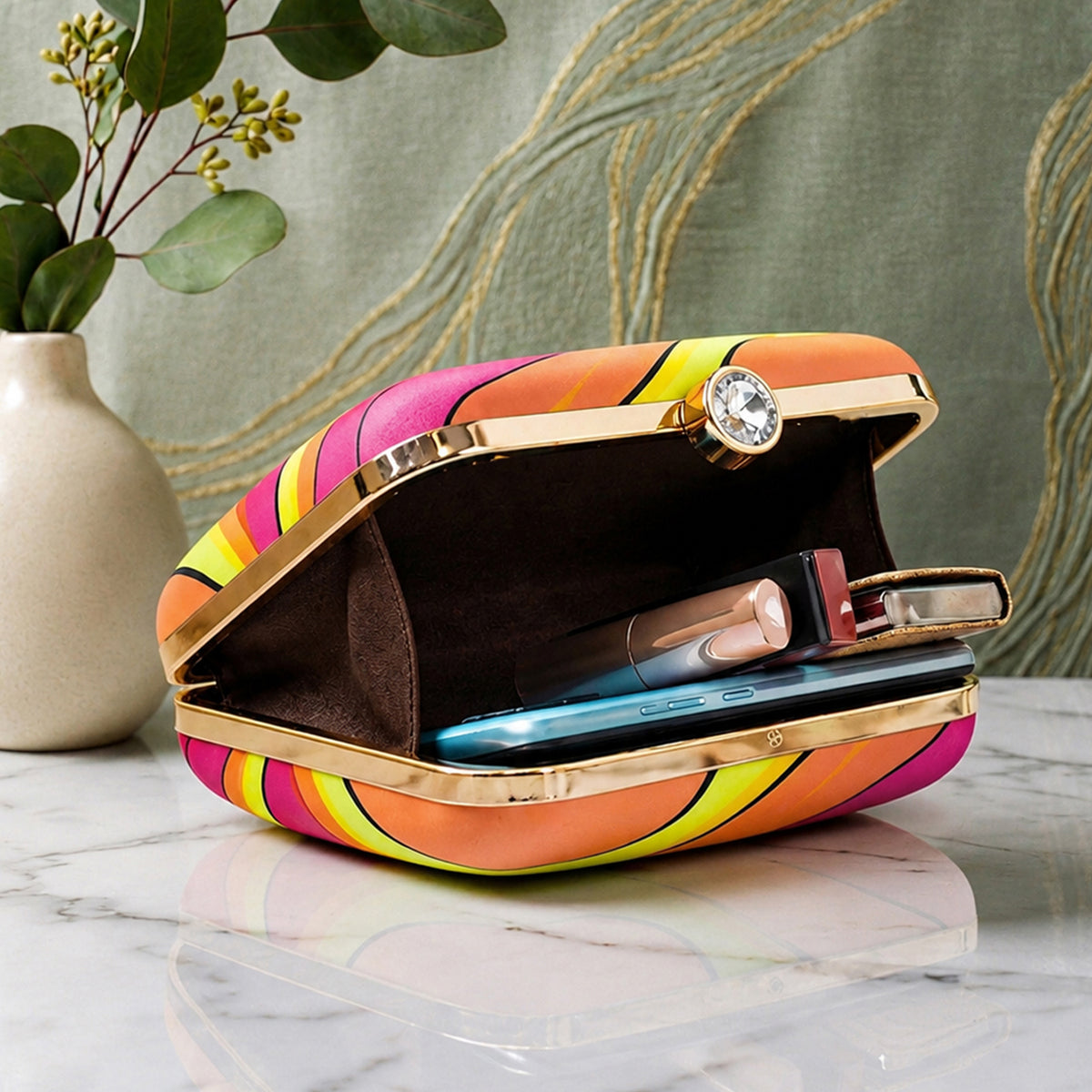 Artklim Colorful Fashion Lady Printed Designer Chain Clutch