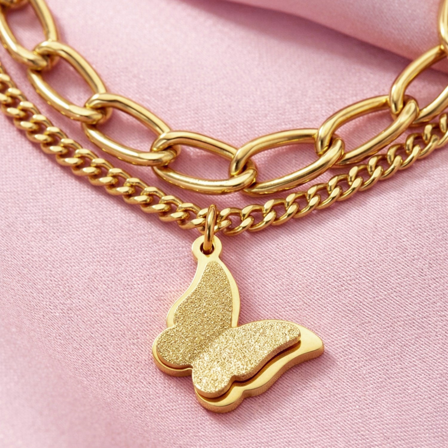 Artklim Golden Butterfly Charm Anti-Tarnish Bracelet