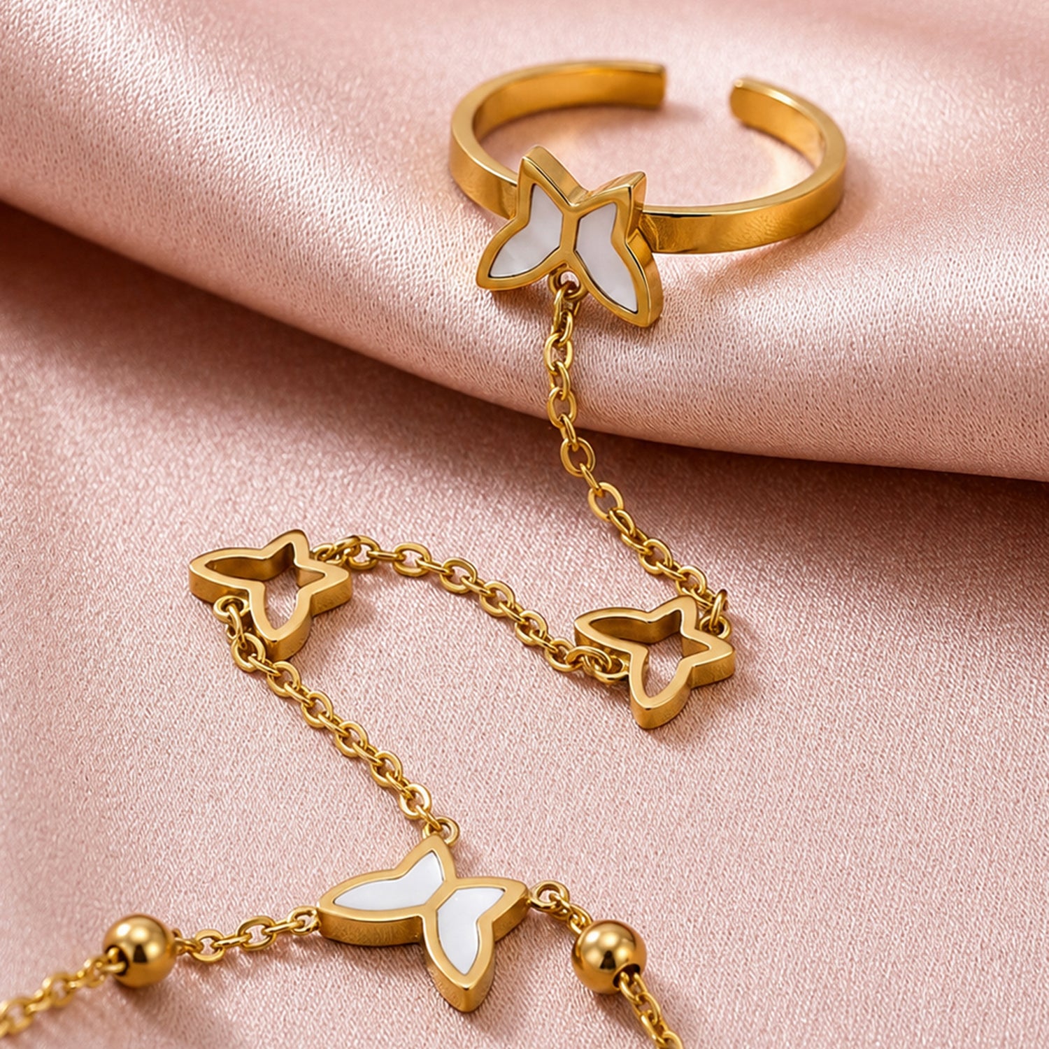 Artklim Butterfly Link Elegance Anti-Tarnish Ring Bracelet