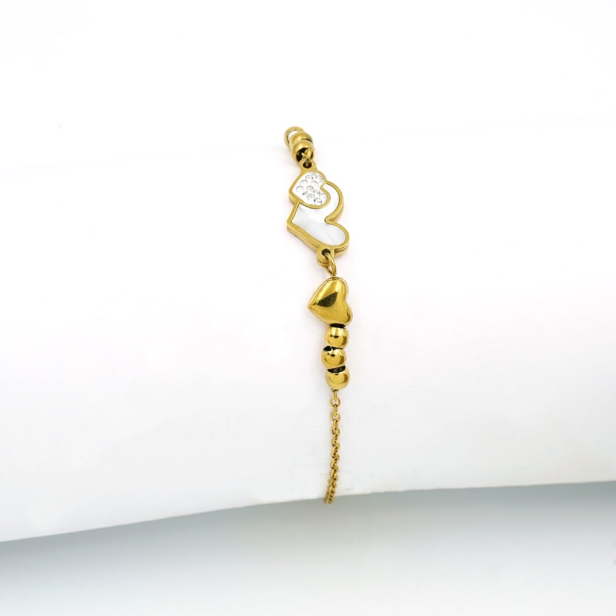 Artklim Gold Plated White Hearts Bracelet