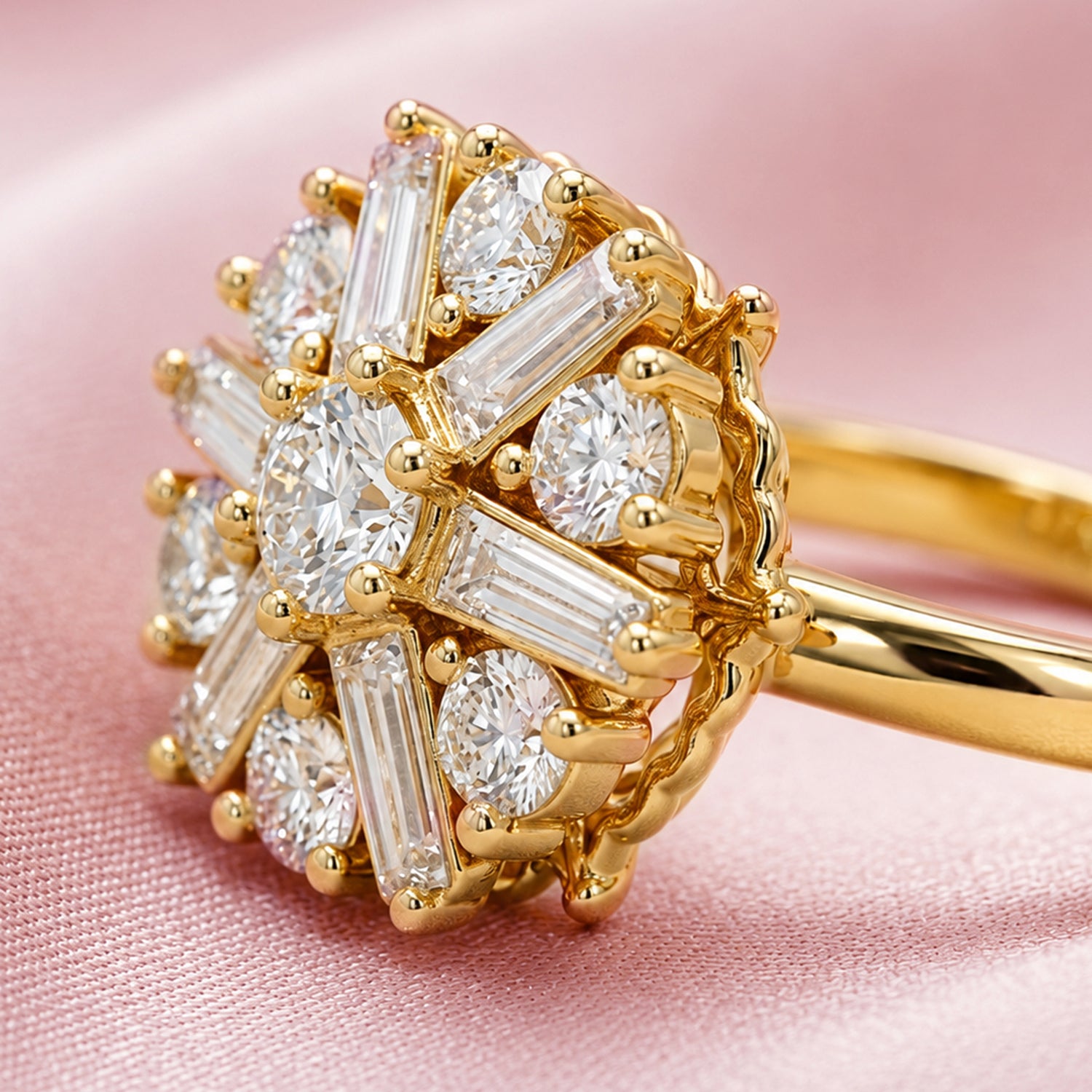 Artklim Golden Bloom Revolving Flower Crystal Adjustable Anti-Tarnish Copper Ring