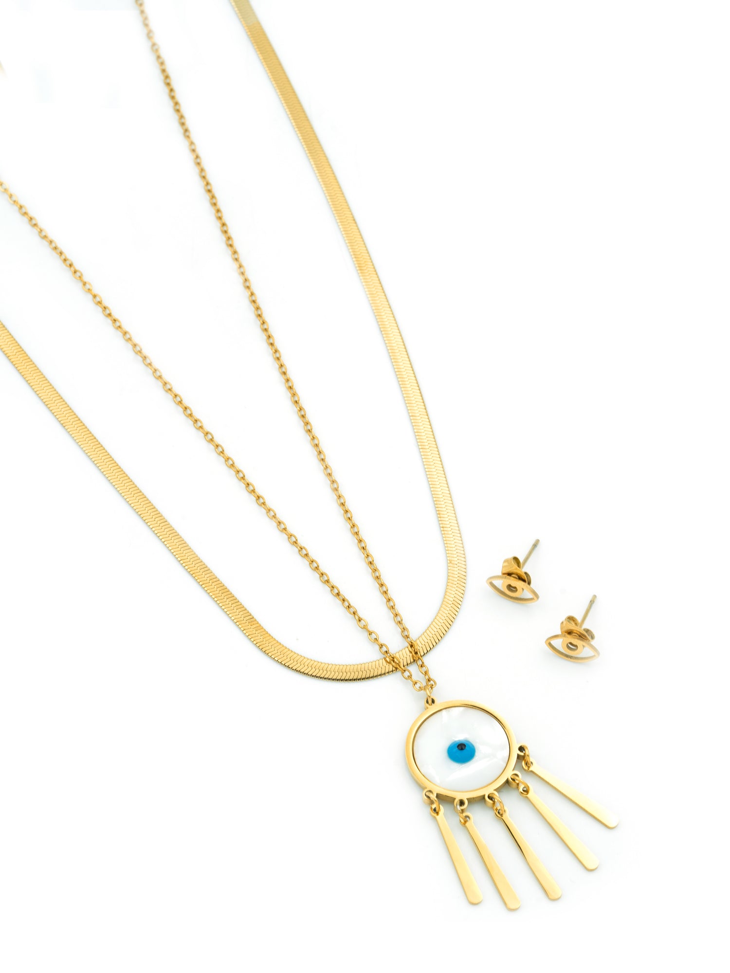Artklim Evil Eye Charm Necklace & Earring Set