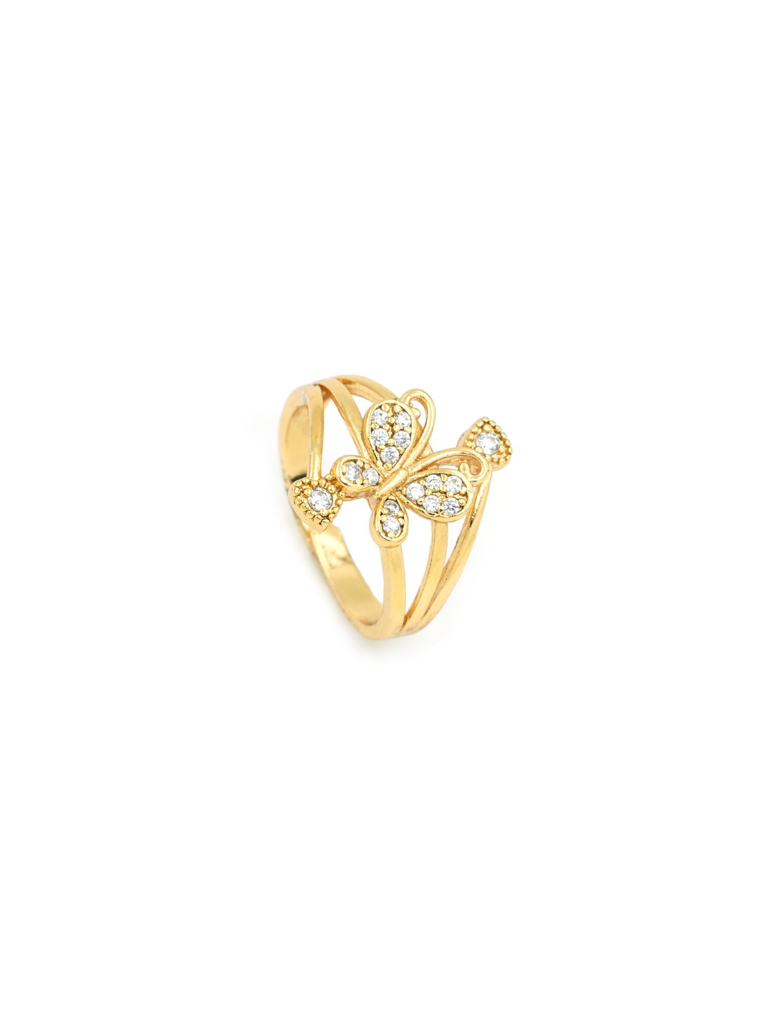 Artklim Gold-Plated Pave Butterfly Anti-Tarnish Ring