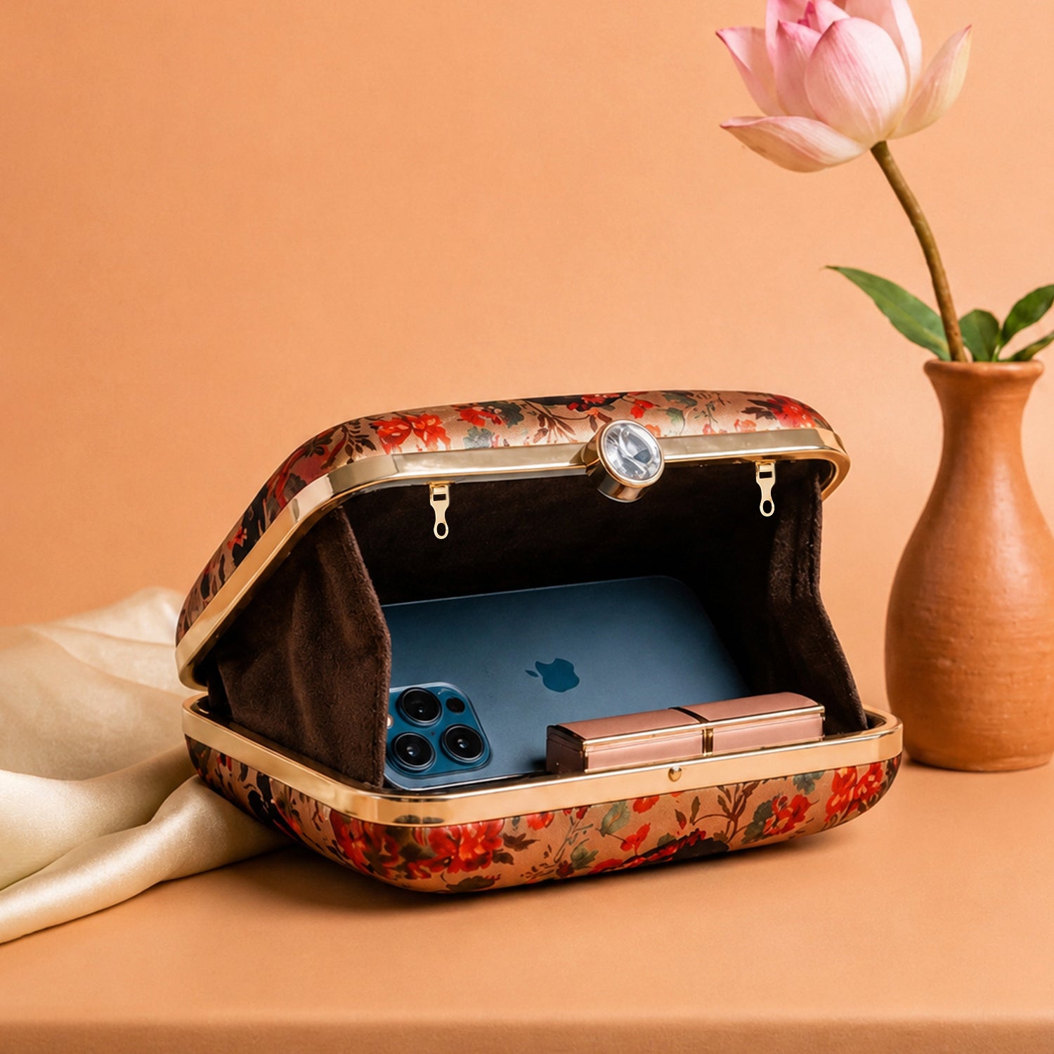 Floral Frida Kahlo Printed Clutch