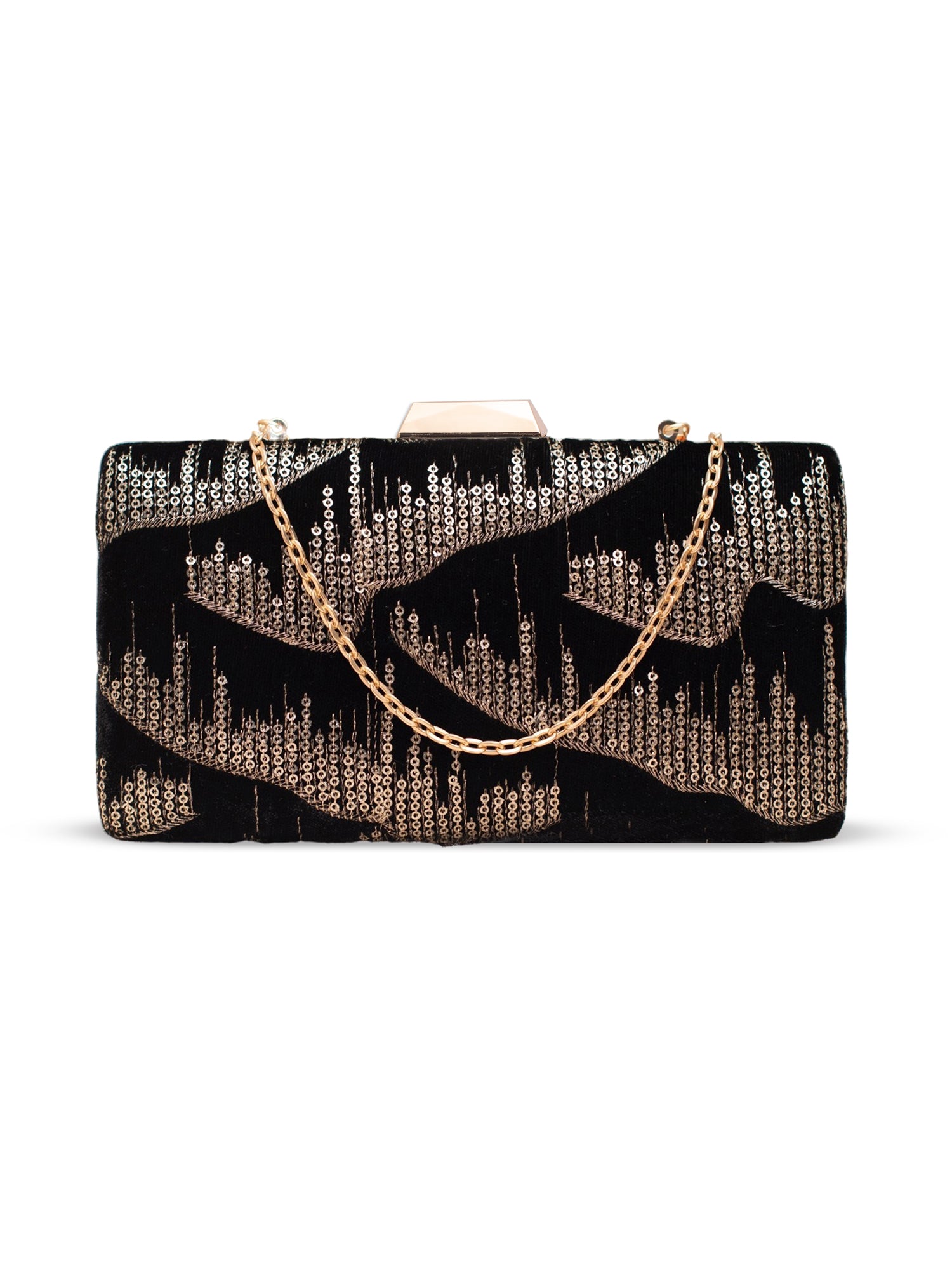 Artklim Black Gold Glam Box Clutch