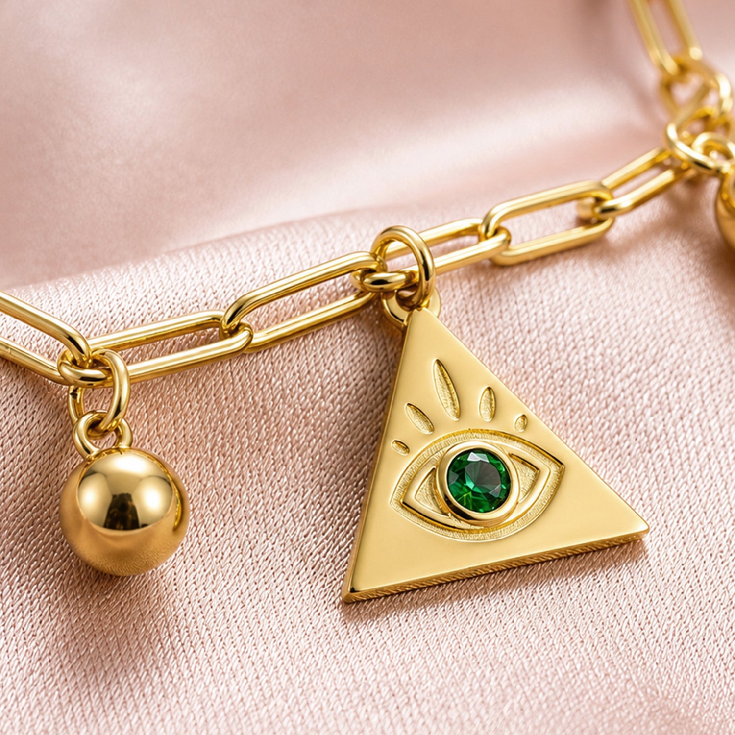 Artklim Mystic Evil Eye Sun Star Charm Gold-Tone Anti-Tarnish Bracelet
