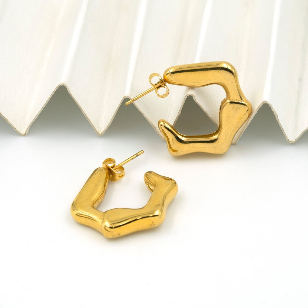 Artklim Gold Plated Geometric Hoop Earrings