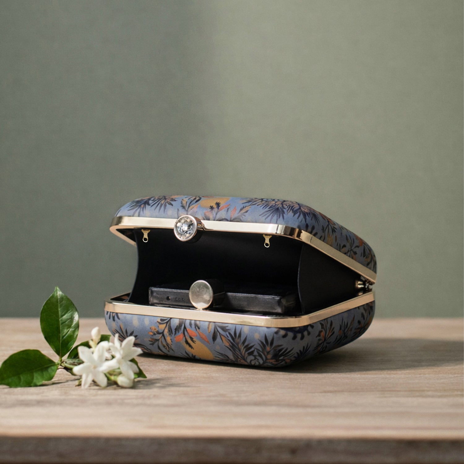 Woman In Garden Printed Clutch