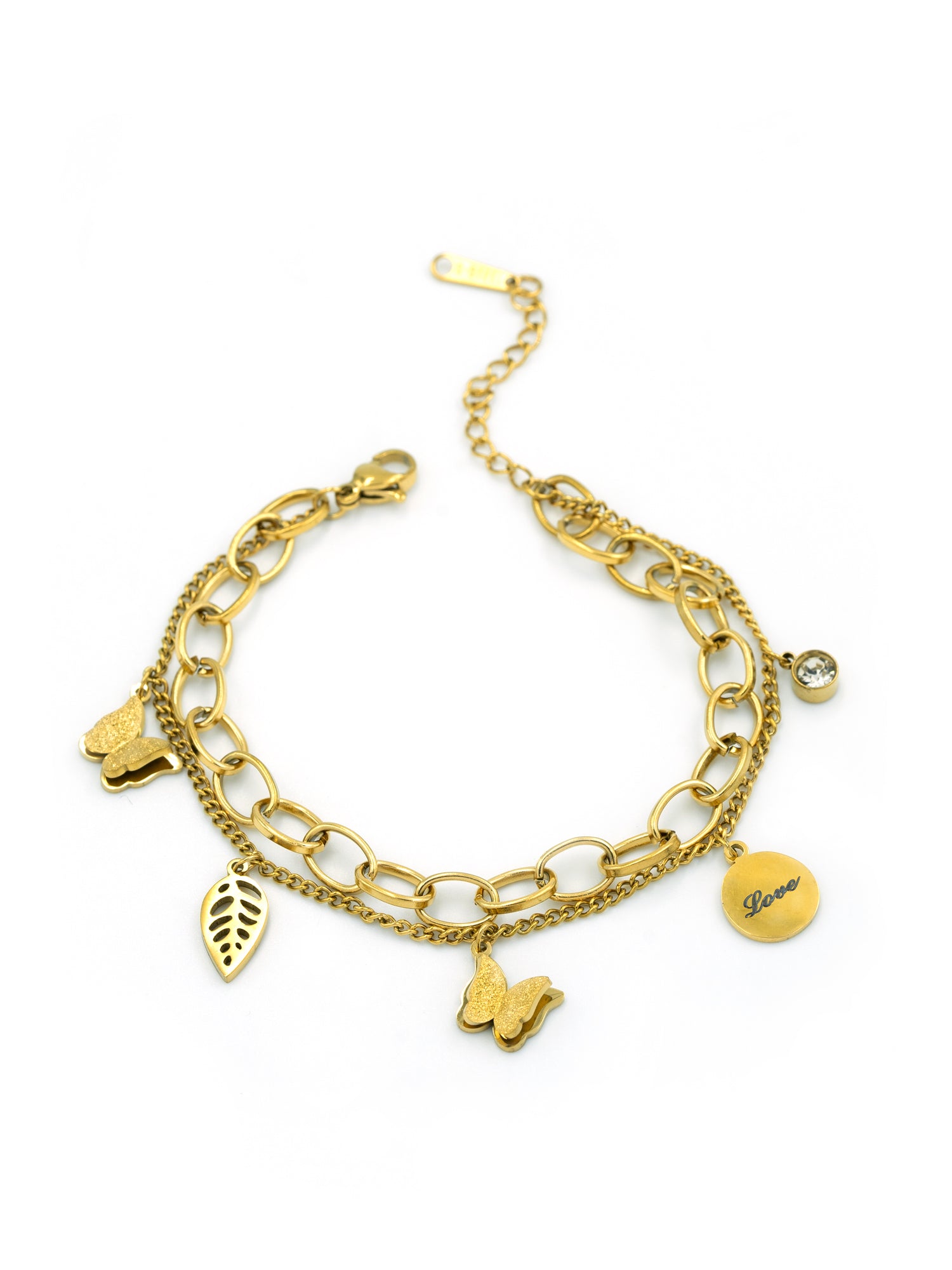 Artklim Gold Plated Anti Tarnish Golden Butterfly Charm Bracelet