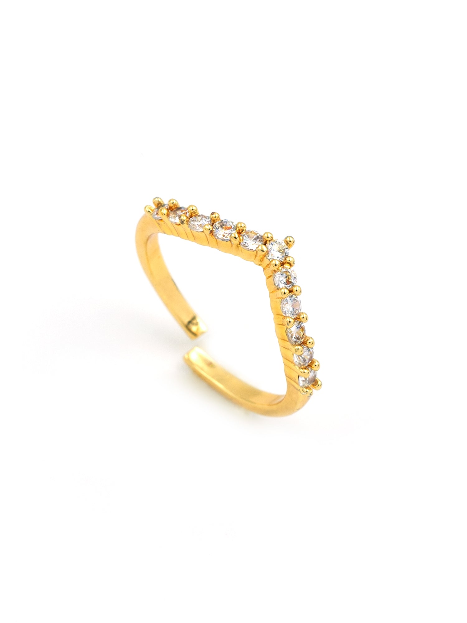 Artklim Gold-Plated Elegant Chevron Gold Anti Tarnish Ring
