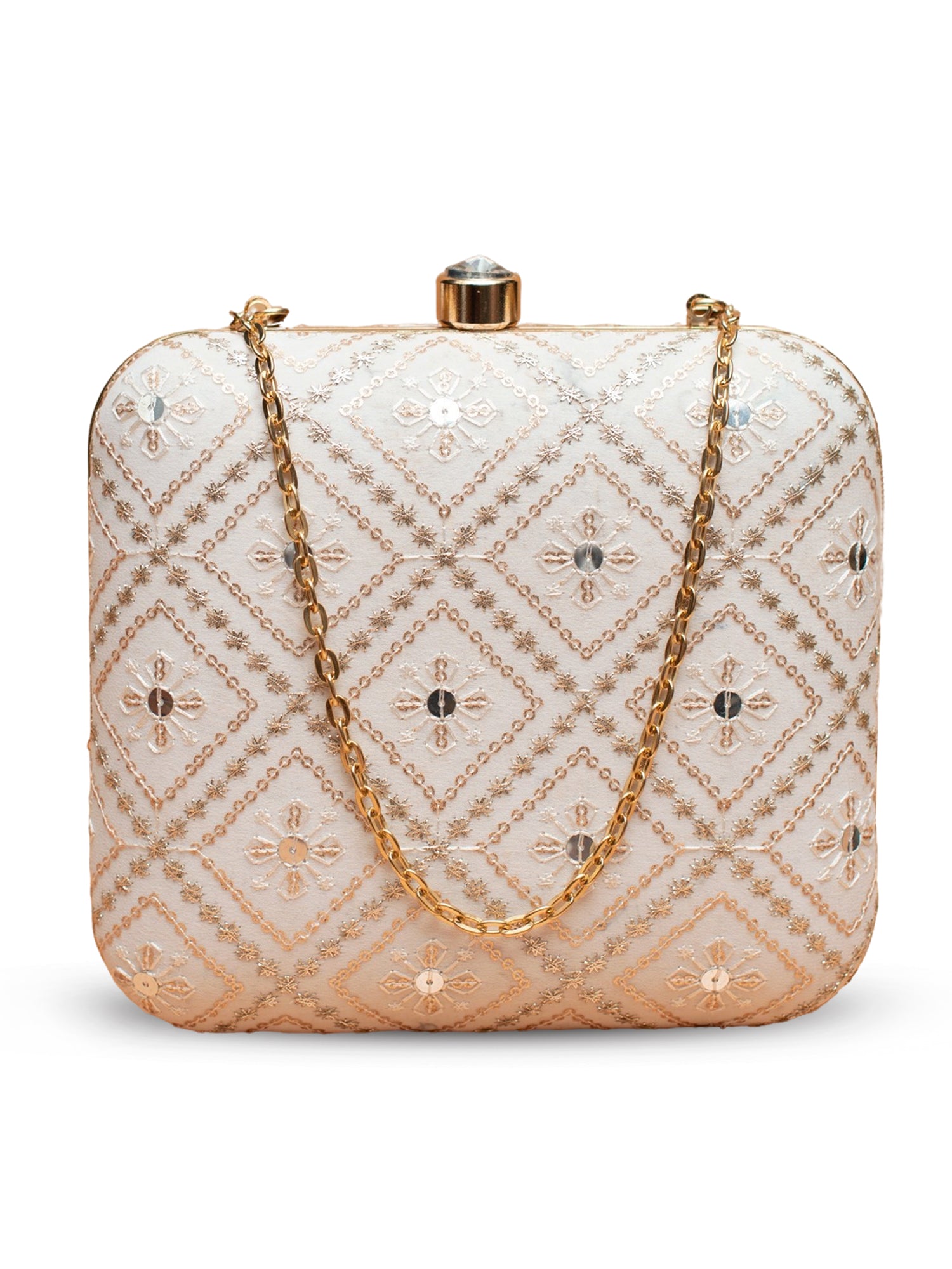 Artklim Ivory Elegance – Embroidered Evening Clutch
