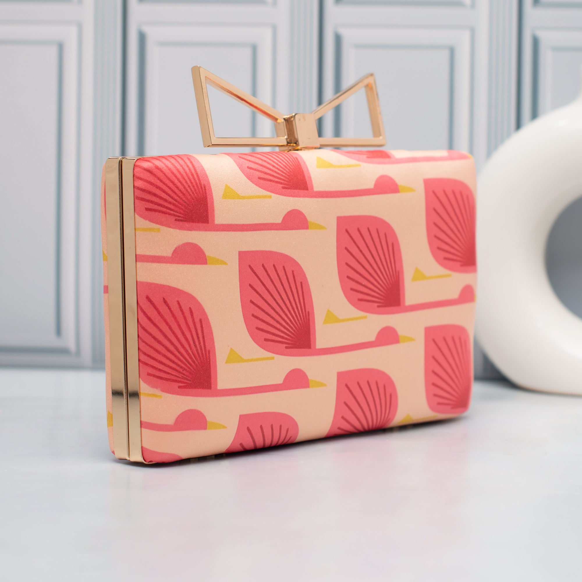 Artklim Blush Graphic Bloom Printed Clutch