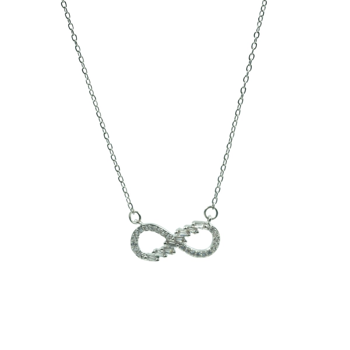 Artklim Infinity Stone Studded Silver Pendant Necklace