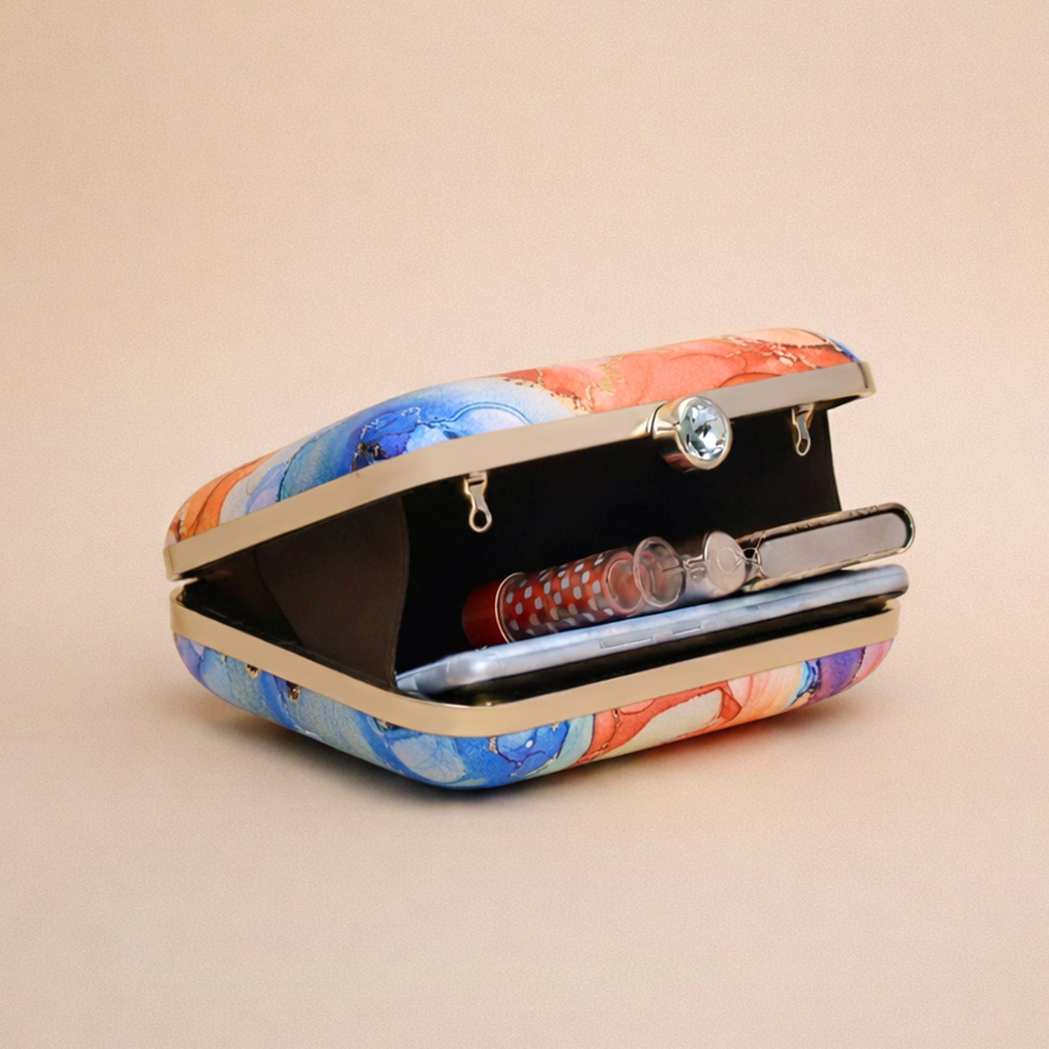 Rainbow Colored Printed Clutch