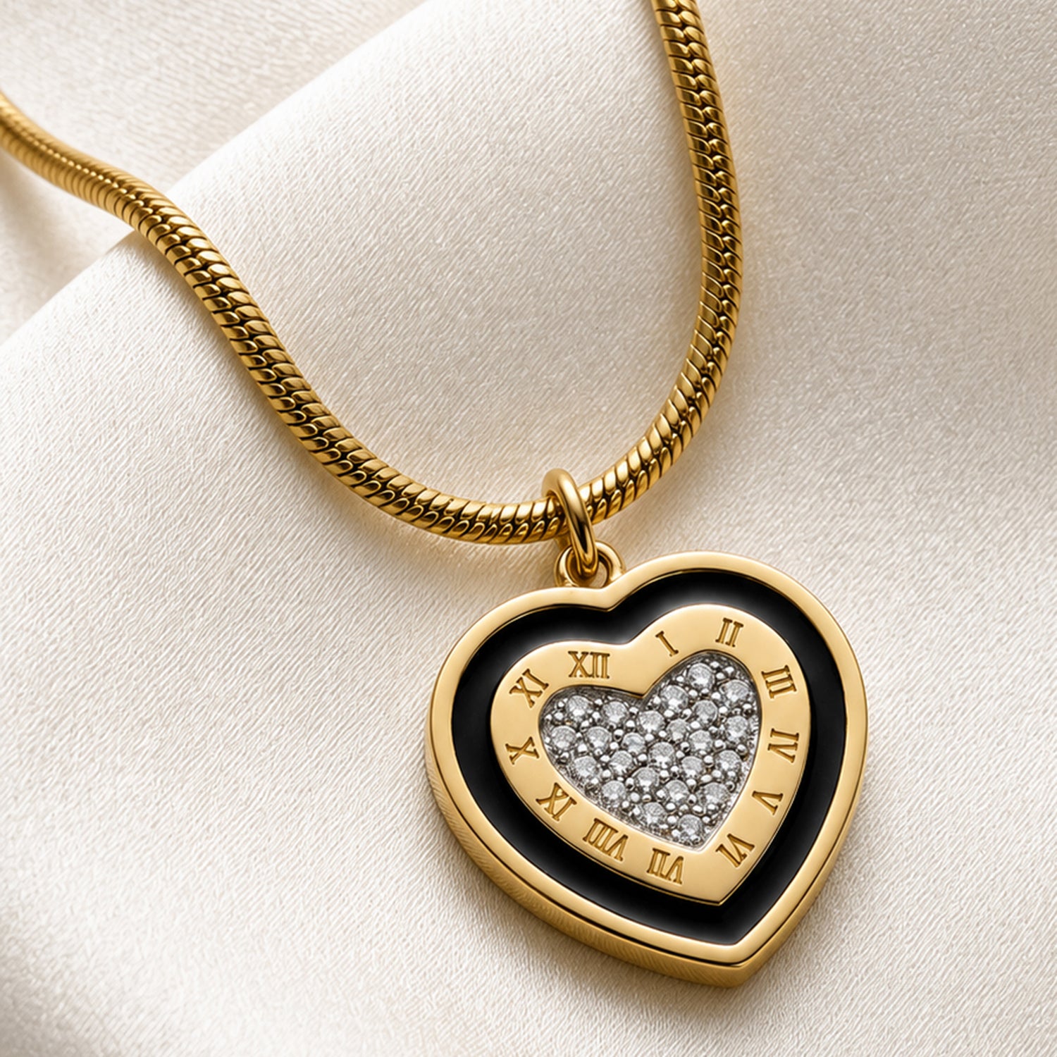Artklim Heart Crystal Pendant Anti-tarnish Necklace