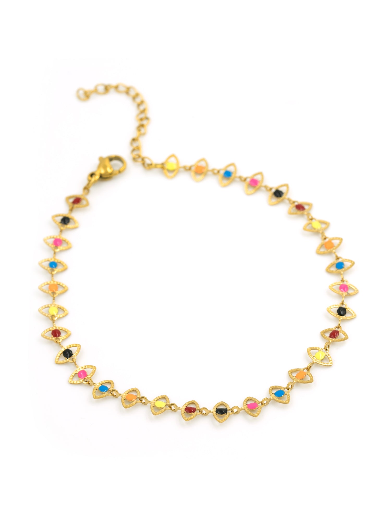 Artklim Gold Plated Geometric Tri Eye Anti Tarnish Anklet