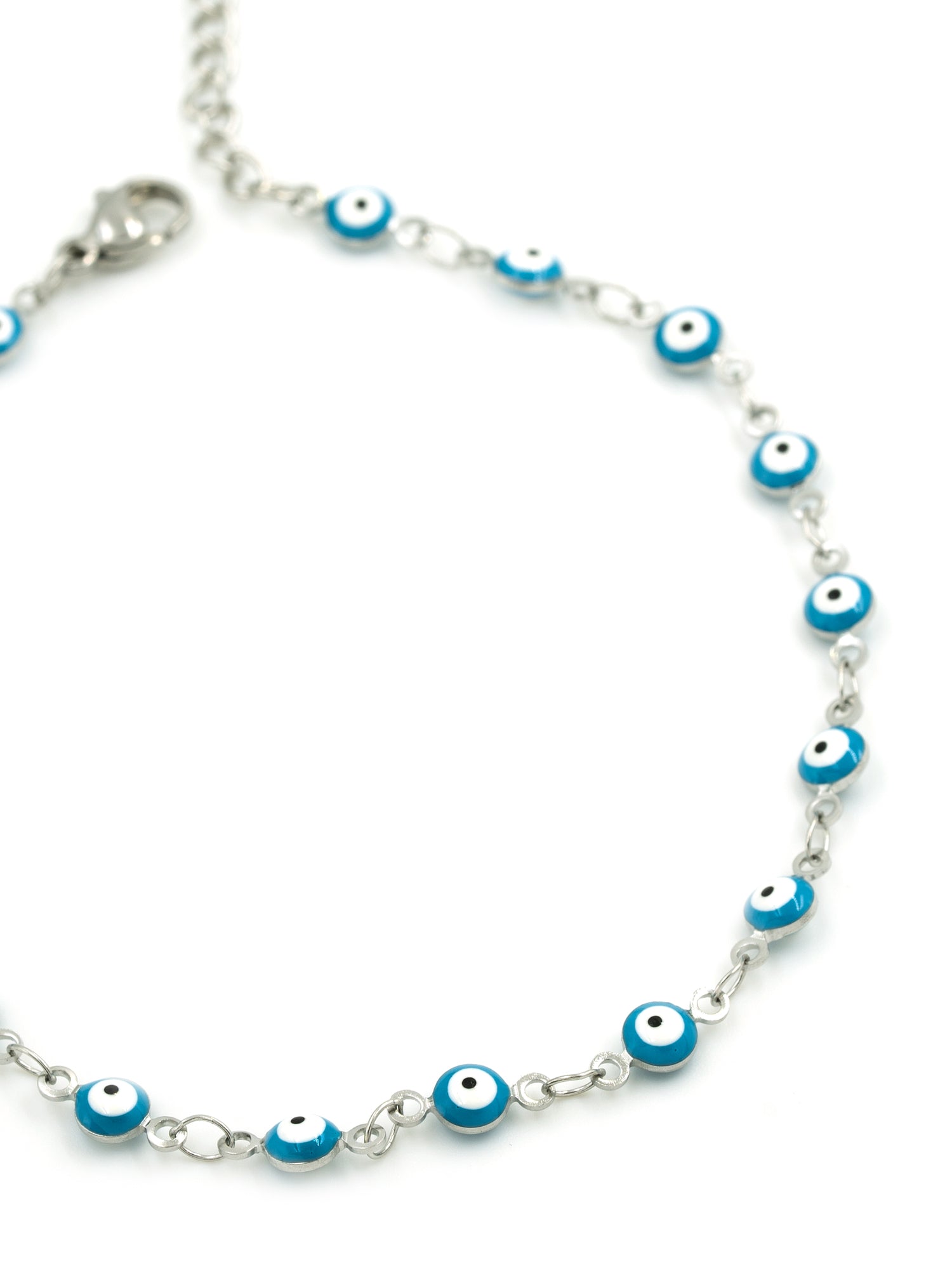 Artklim Silver-Toned Evil Eye Beads Anti Tarnish Anklet