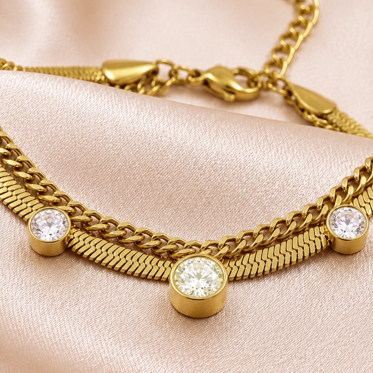 Artklim Gold Elegant Double Chain Anti-Tarnish Anklet