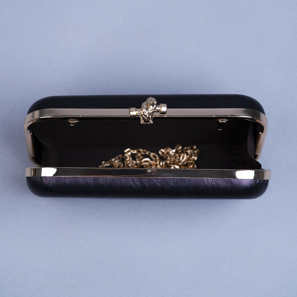 Artklim Black Based Quirky Printed Leatherette Clutch
