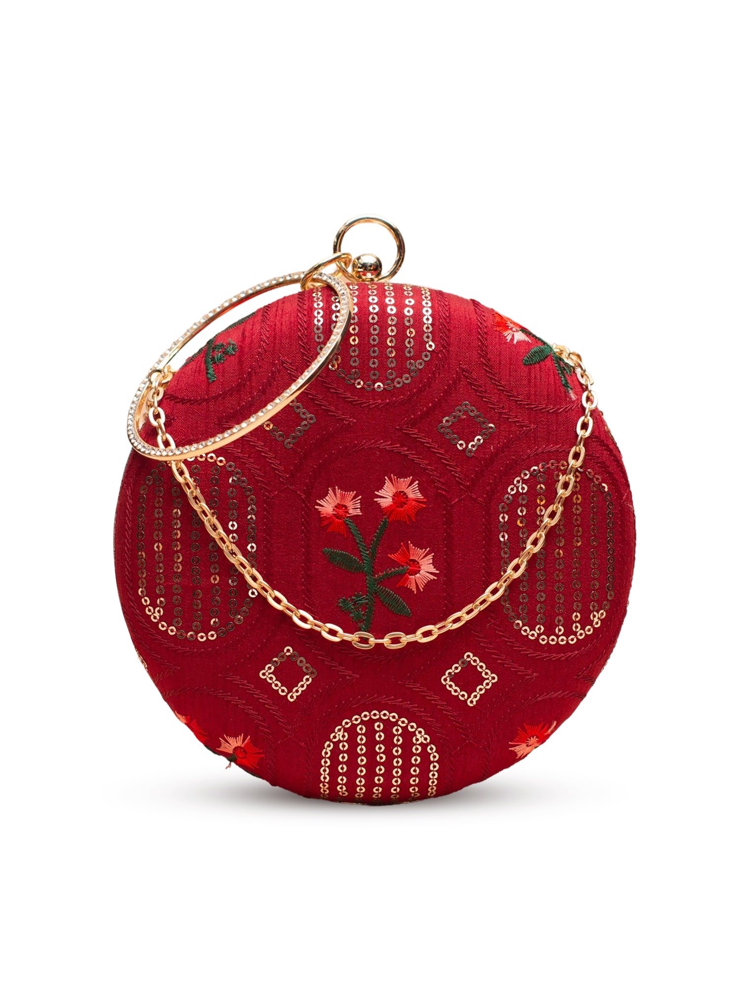 Artklim Red with Sequin Round & Floral Embroidery
