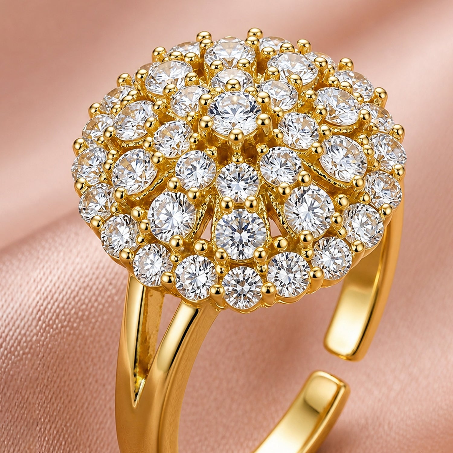 Artklim Radiant Crystal Bloom Cluster Anti-Tarnish Ring