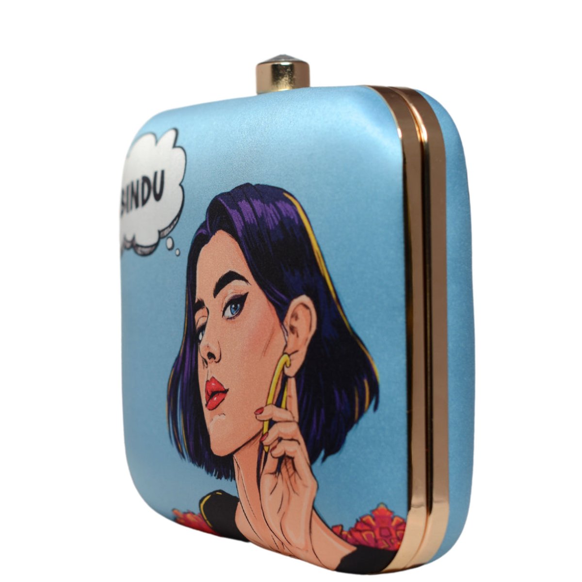 Sky Blue Based Customised Name Clutch