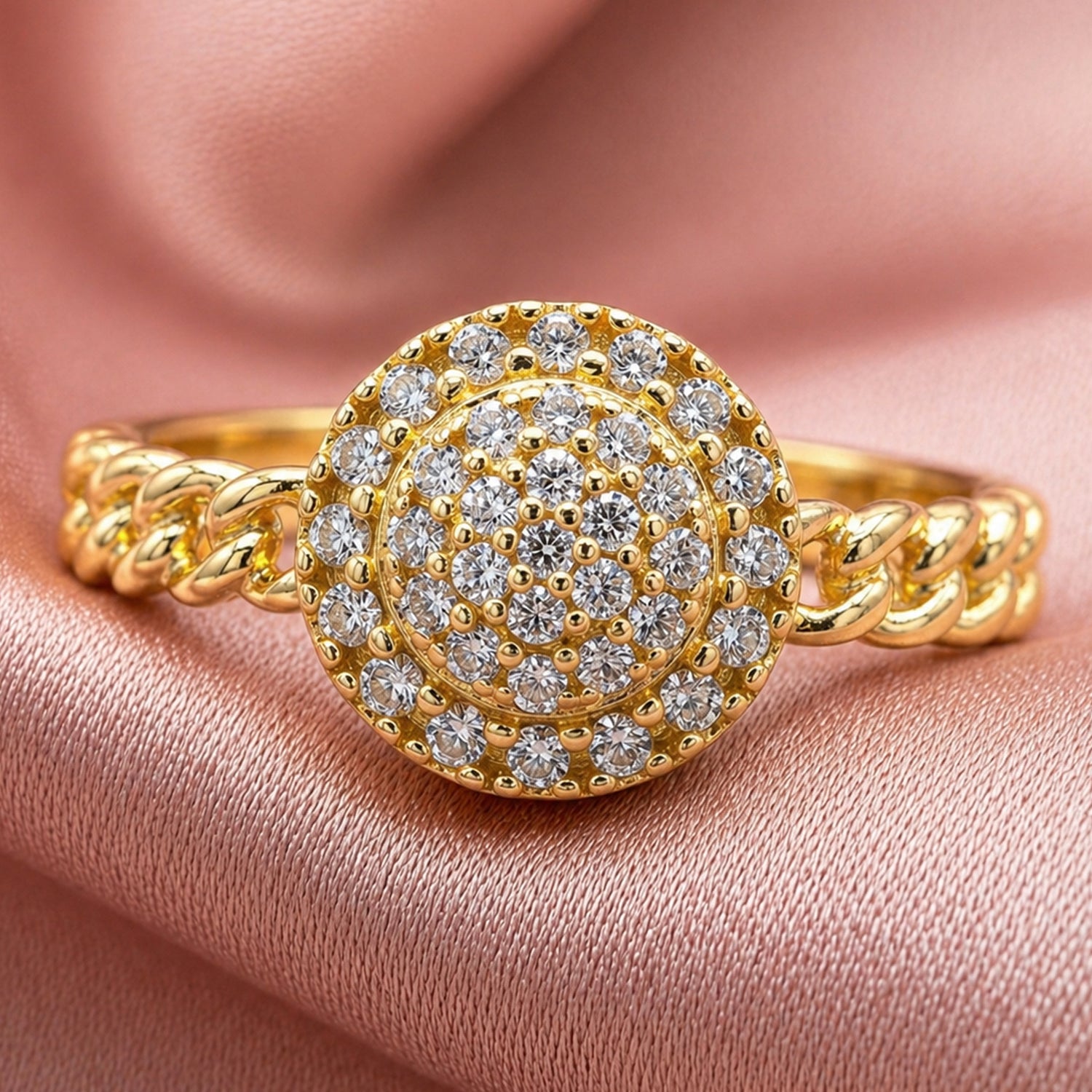 Artklim Classic Round Halo Gold Anti-Tarnish Ring