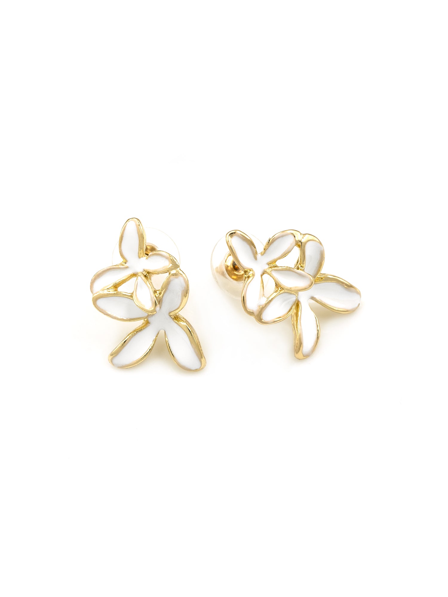 Artklim White Petal Cluster Anti Tarnish Earrings