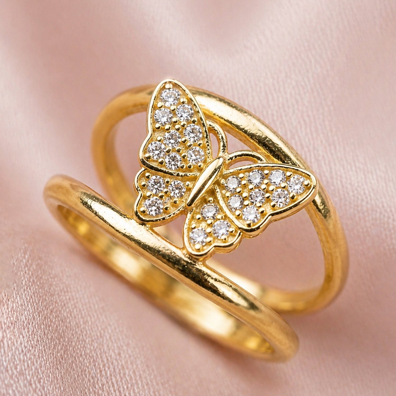 Artklim Gold Butterfly Crystal Wings Anti-Tarnish Ring