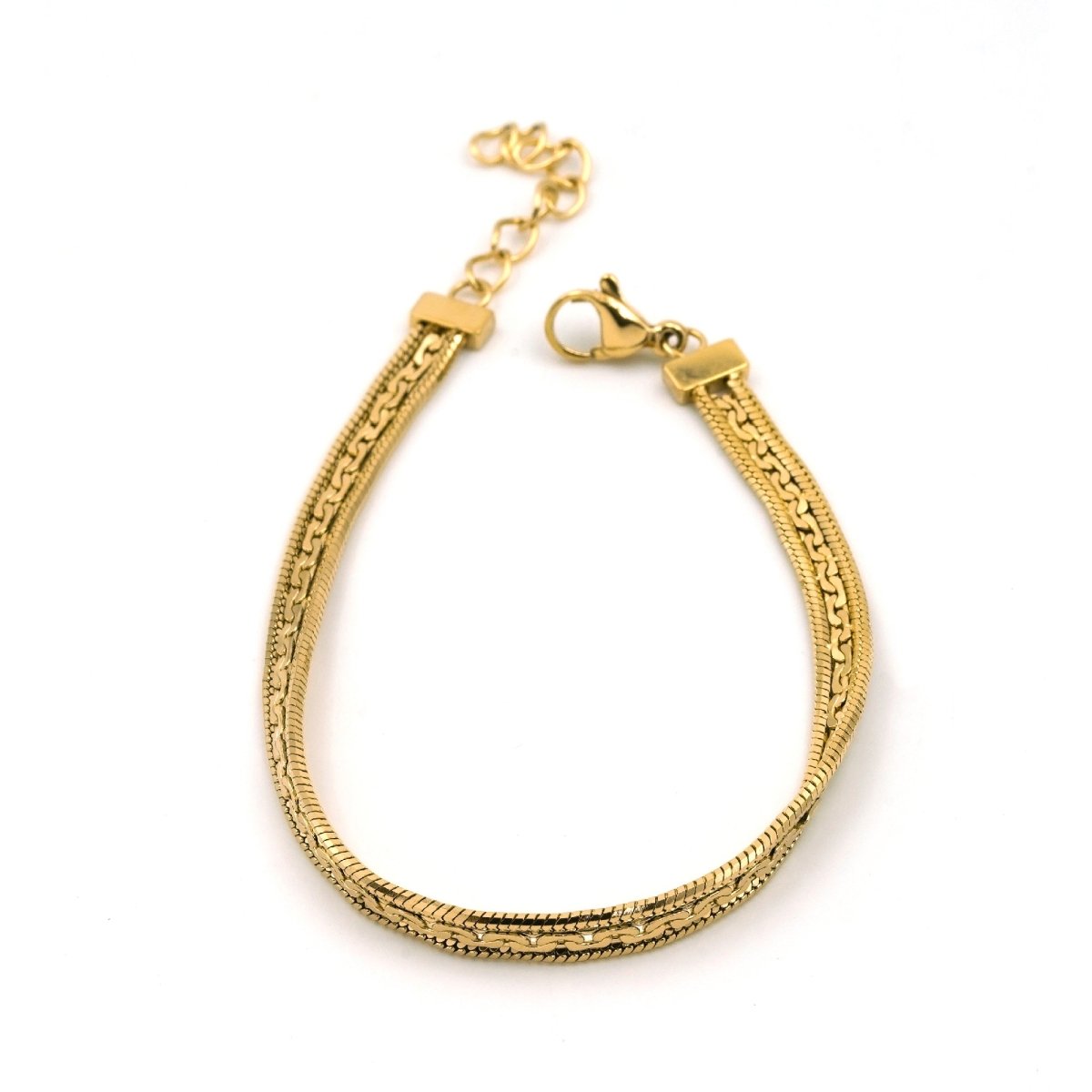 Artklim Gold Plated Designer Flat Chain Bracelet