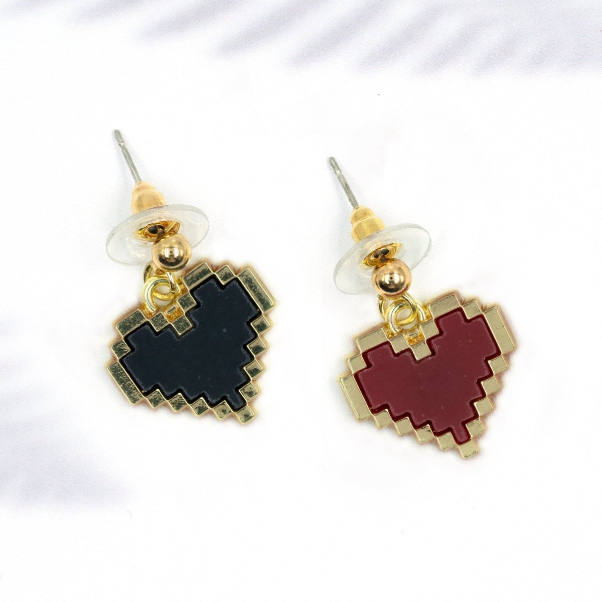 Artklim Black And Red Heart Mismatched Drop Earrings