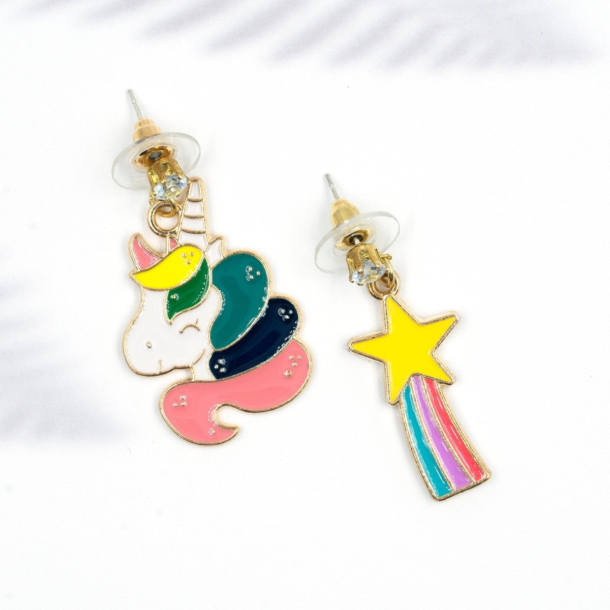 Artklim Rainbow And Unicorn Mismatched Drop Earrings